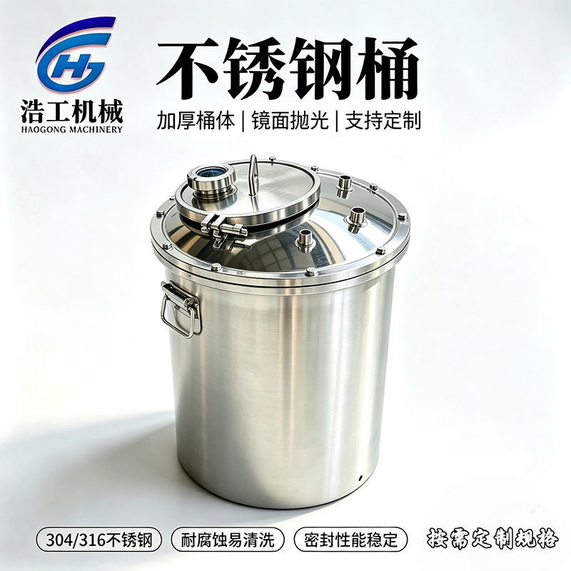 食品级 304 不锈钢储料桶 密封带盖周转桶 调味品饮料物料储存储罐